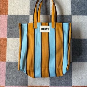 Monty Medium Striped Tote Bag in Orange and Powder